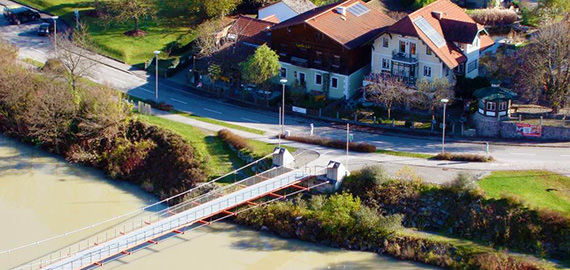 Startpunkt am Brückenpfeiler (Mariensteg) in Wernstein